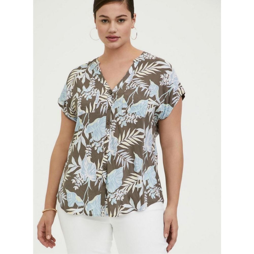 Torrid Tropical Dolman Short Sleeve Blouse